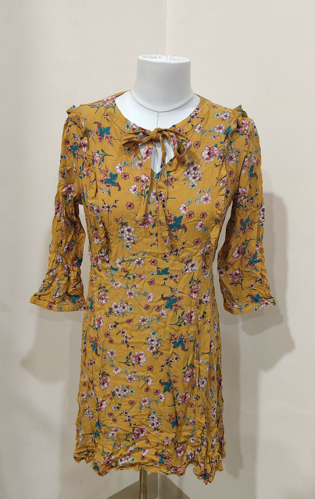 Max Women's Casual Mustard Floral Dress Size L/14