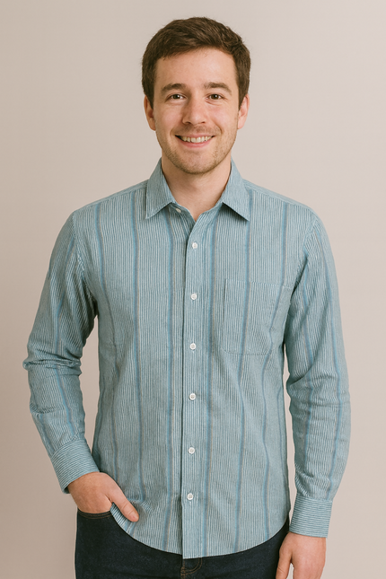 Men's Casual Blue Shirt - L Size