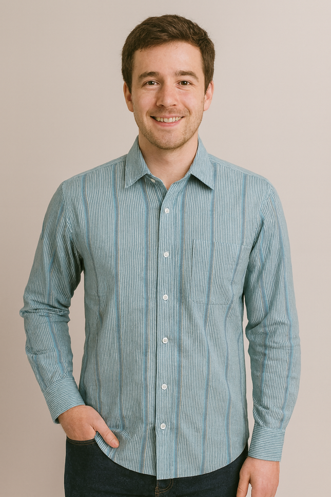 Men's Casual Blue Shirt - L Size