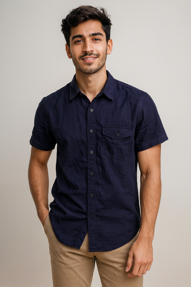 Men's Casual Violet Shirt - XL Size
