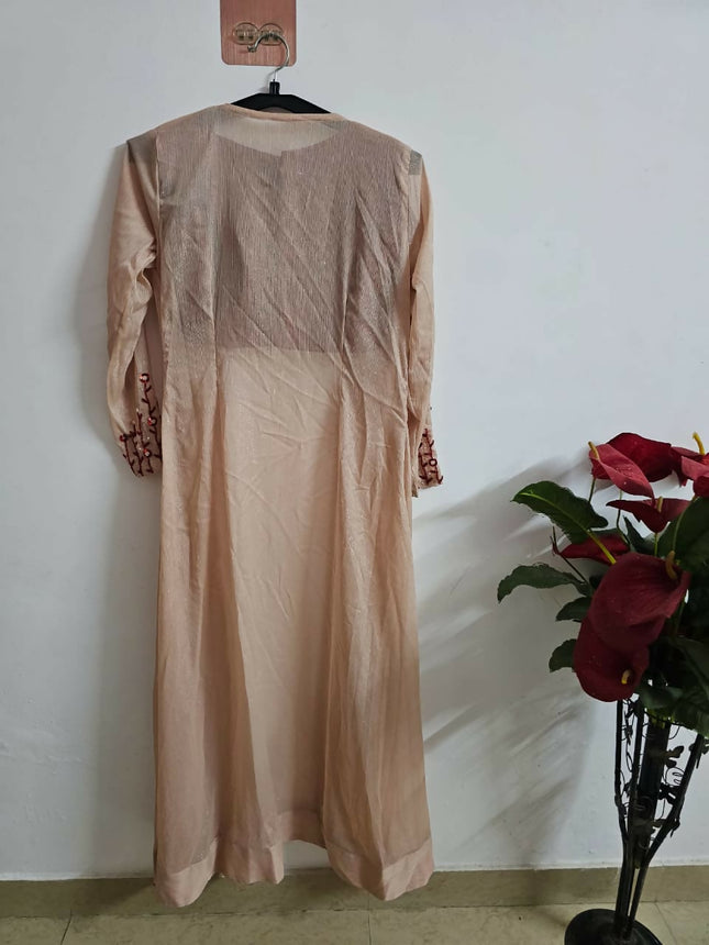 Party wear Beige-Red Designer gown of S-M size