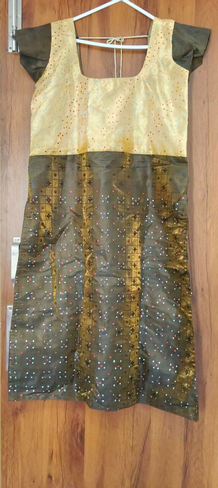Golden Bodice Olive Traditional Midi Dress - XL Size