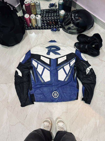 Men's Vintage Leather Racing Moto Jacket -