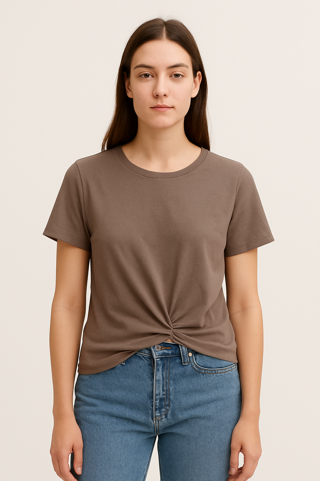 Women's Casual Brown Crop Top - M Size