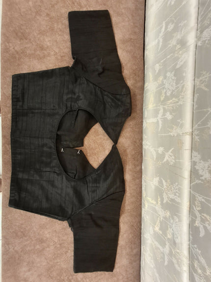 Plain Black Blouse - Textured and Polyster - Art Silk - Chest Size 34