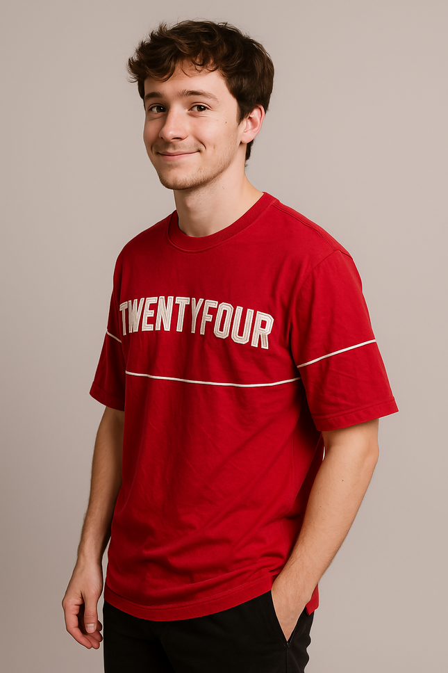 Men's Side Open Red T-shirt - M Size