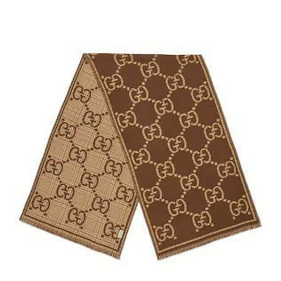 Authentic Gucci - SCARF MONOGRAM WOOL CASHMERE SILK
