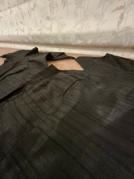 Plain Black Blouse - Textured and Polyster - Art Silk - Chest Size 34