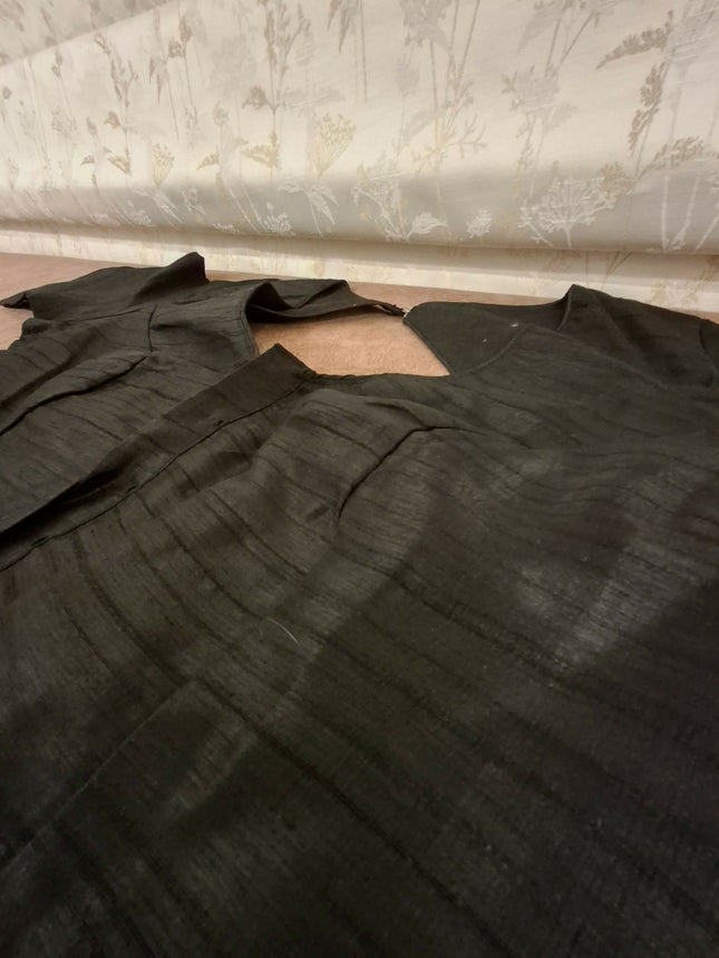 Plain Black Blouse - Textured and Polyster - Art Silk - Chest Size 34