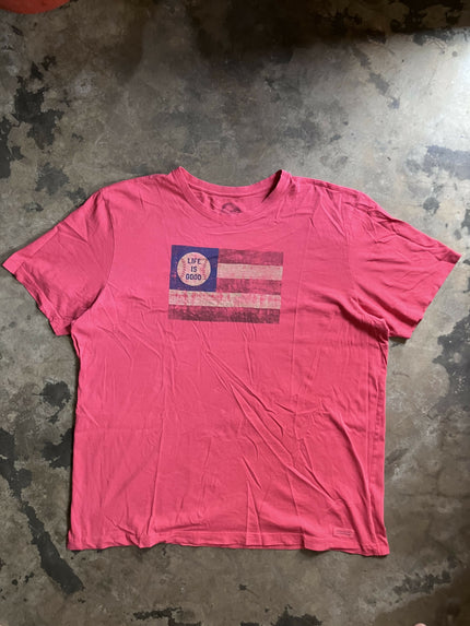 Vintage Life is Good Baseball Faded Red Old Glory Crusher Tee