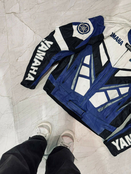 Men's Vintage Leather Racing Moto Jacket -