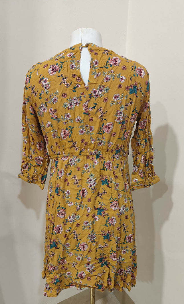 Max Women's Casual Mustard Floral Dress Size L/14