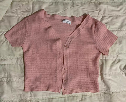 Women's Casual Pink Crop Top - S Size