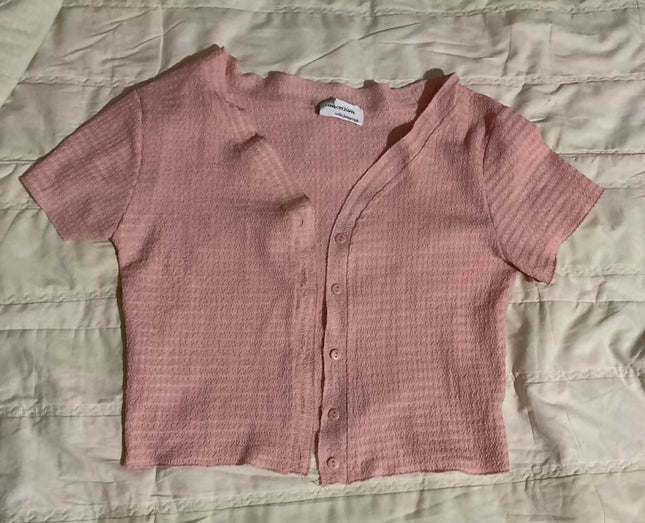 Women's Casual Pink Crop Top - S Size
