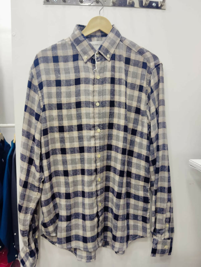 Men's Casual Begie Check Shirt - (M, L, XL) Size [Not used]