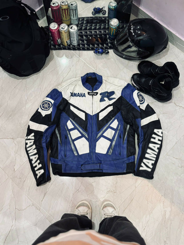 Men's Vintage Leather Racing Moto Jacket -