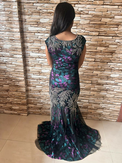 Beautiful dual colour luxury handbeaded gown