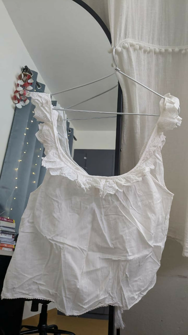 Women's Nightsuit White Cotton - S size