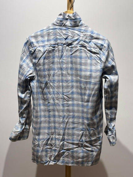 Men's Casual Light Blue and Beige Plaid Shirt - L size